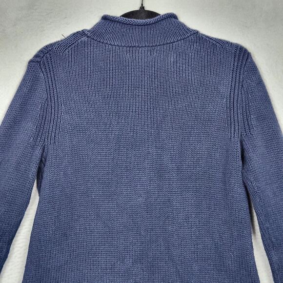 J Crew Always Sweater Womens Medium Blue Cotton Mock Neck Pullover Knit Ribbed - Picture 7 of 11